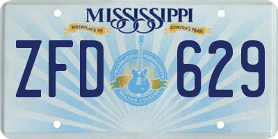 MS license plate ZFD629