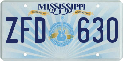 MS license plate ZFD630