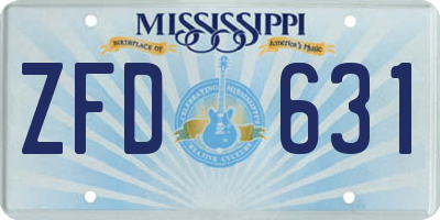 MS license plate ZFD631