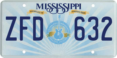 MS license plate ZFD632