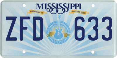 MS license plate ZFD633
