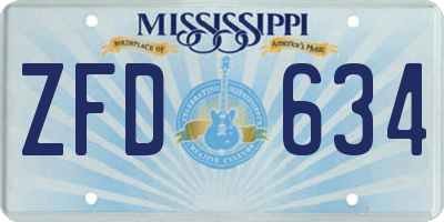 MS license plate ZFD634