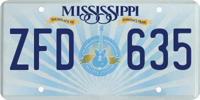 MS license plate ZFD635