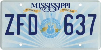 MS license plate ZFD637