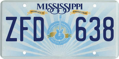 MS license plate ZFD638