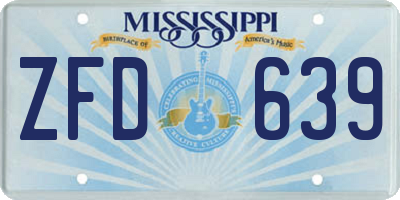 MS license plate ZFD639