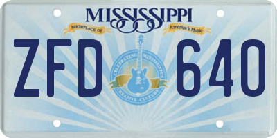 MS license plate ZFD640