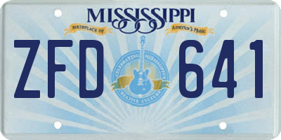 MS license plate ZFD641