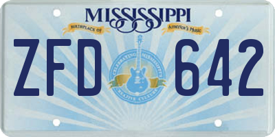 MS license plate ZFD642