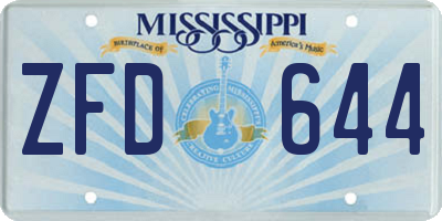 MS license plate ZFD644