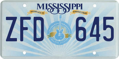 MS license plate ZFD645