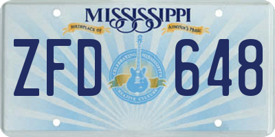 MS license plate ZFD648