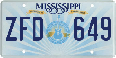 MS license plate ZFD649