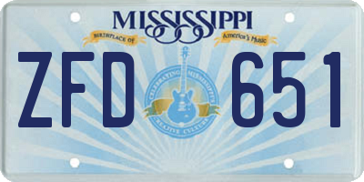 MS license plate ZFD651