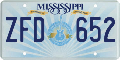 MS license plate ZFD652