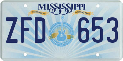 MS license plate ZFD653