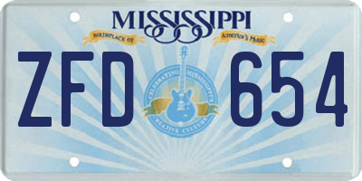 MS license plate ZFD654