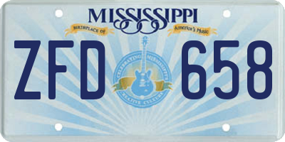MS license plate ZFD658