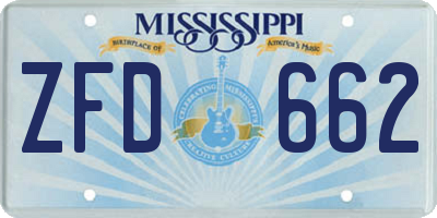 MS license plate ZFD662