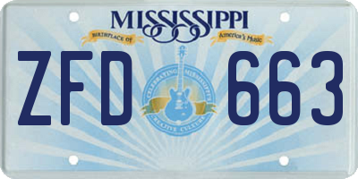 MS license plate ZFD663