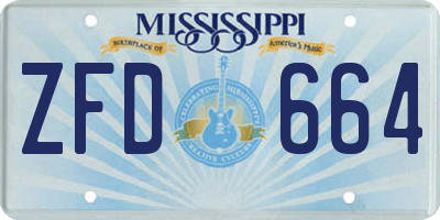 MS license plate ZFD664
