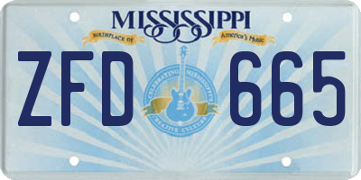 MS license plate ZFD665
