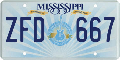 MS license plate ZFD667