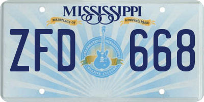 MS license plate ZFD668