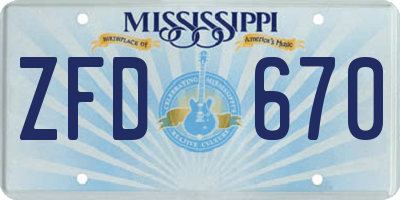 MS license plate ZFD670