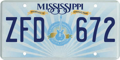 MS license plate ZFD672