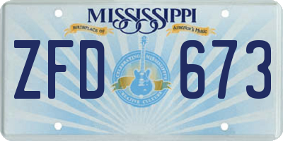 MS license plate ZFD673