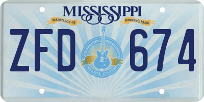 MS license plate ZFD674