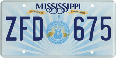 MS license plate ZFD675