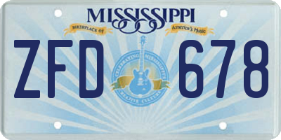 MS license plate ZFD678