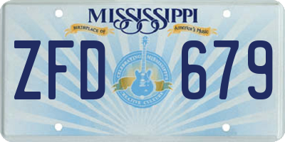 MS license plate ZFD679