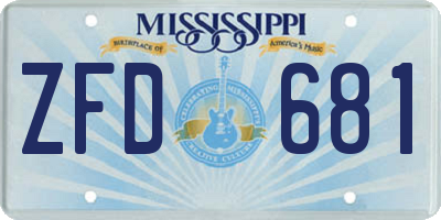 MS license plate ZFD681