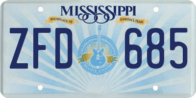 MS license plate ZFD685