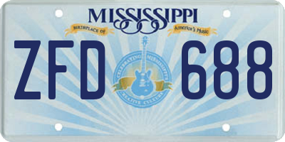 MS license plate ZFD688