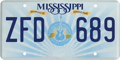 MS license plate ZFD689