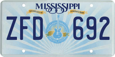 MS license plate ZFD692