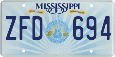 MS license plate ZFD694