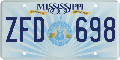 MS license plate ZFD698