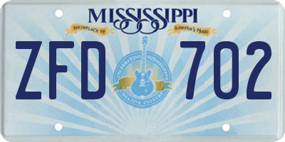 MS license plate ZFD702