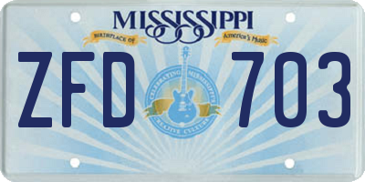 MS license plate ZFD703