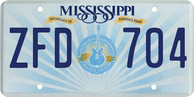 MS license plate ZFD704