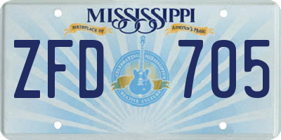 MS license plate ZFD705