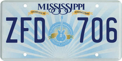 MS license plate ZFD706