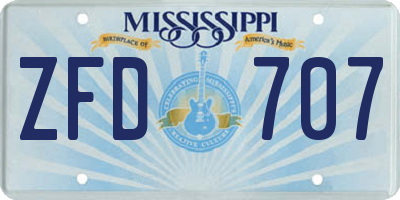MS license plate ZFD707