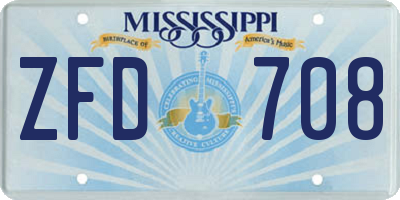 MS license plate ZFD708