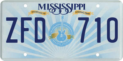 MS license plate ZFD710